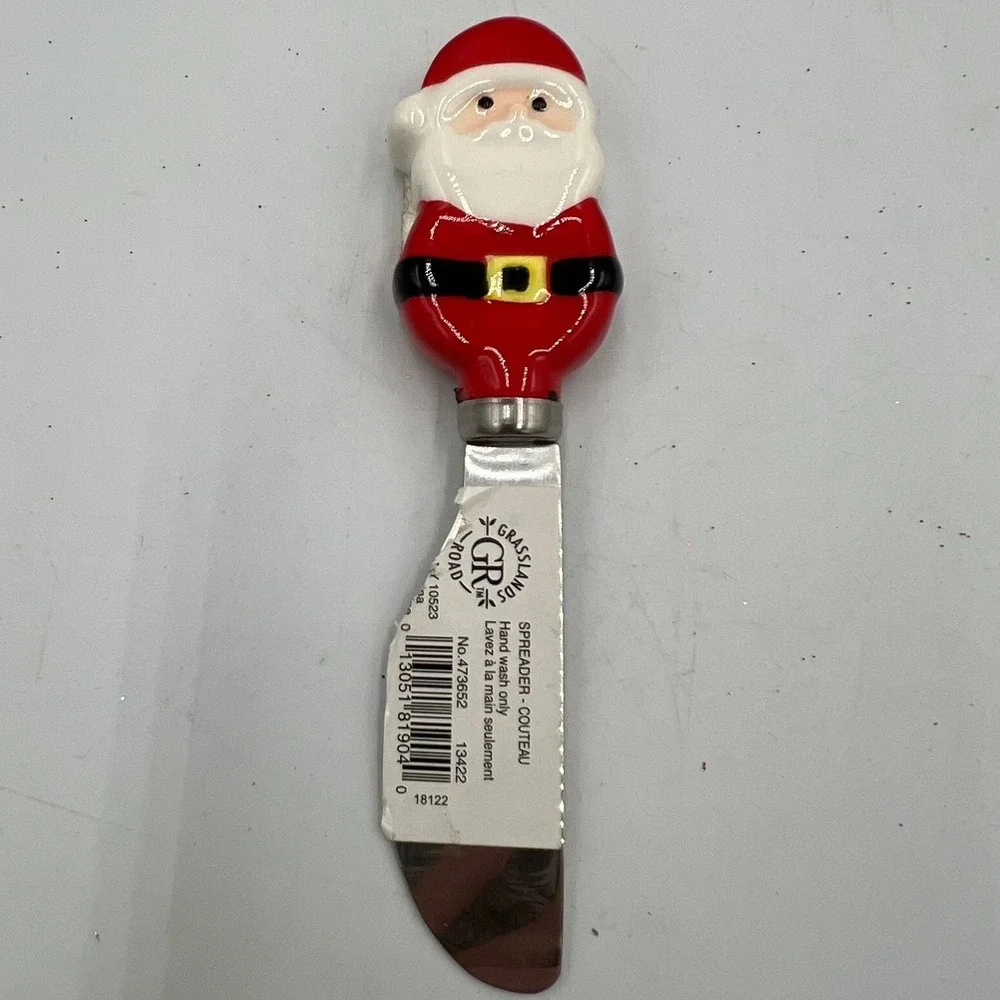 Grasslands Road Santa Cheese Spreader Red Brand New Holiday Ceramic